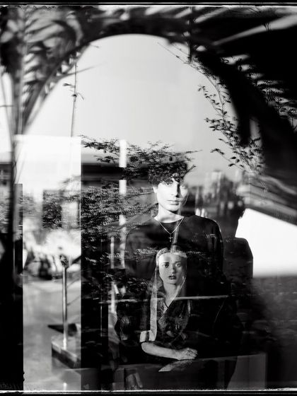 A multi-layered portrait of Teajay, with reflections creating a ghostly, beautiful image. This was a happy accident that became a favorite.