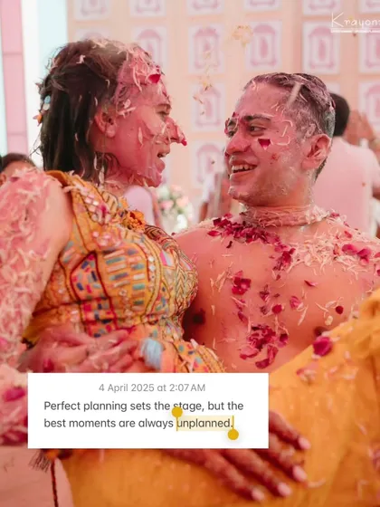Perfect planning sets the stage, but the best moments are always unplanned. A joyful, messy Haldi moment that is full of pure, unadulterated happiness.