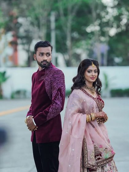A beautiful shot of my bride Charitha and her groom. Her reception look was soft and romantic, perfectly complementing her intricately embroidered lehenga.