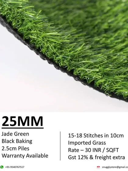 Our 25mm Jade Green grass. With a 2.5cm pile, this is a durable and neat-looking option, great for high-traffic areas.