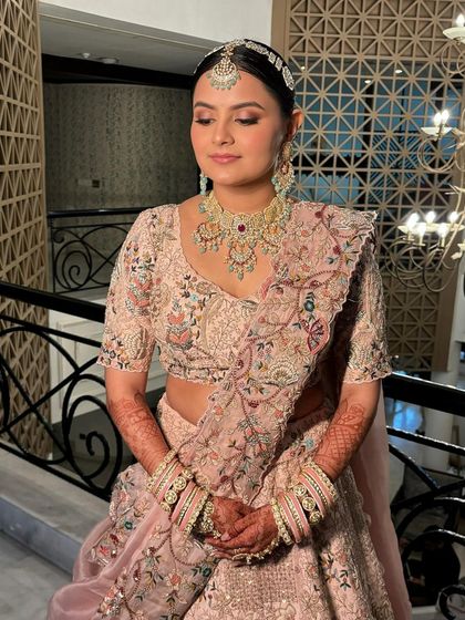 Another angle showcasing the beautiful embroidery and the complementary soft makeup.