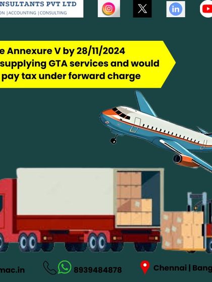 If you are a Goods Transport Agency (GTA) and want to pay tax under the forward charge mechanism, you must file Annexure V by the specified deadline. This image serves as a reminder for GTA service providers to make their declaration on time.
