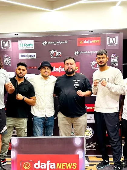 The team together at a professional fight night. We support each other, in and out of the ring.