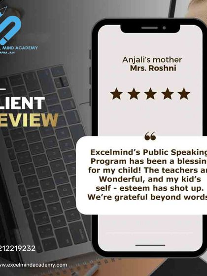 Anjali's mother, Mrs. Roshni, calls our Public Speaking Program a "blessing," stating her kid's self-esteem has "shot up" thanks to our wonderful teachers.