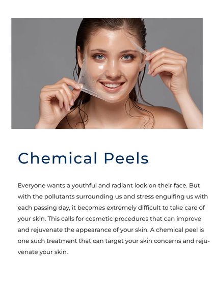 Chemical peels are a cosmetic procedure that can improve and rejuvenate the appearance of your skin. We offer superficial, medium, and deep peels to target your specific concerns.