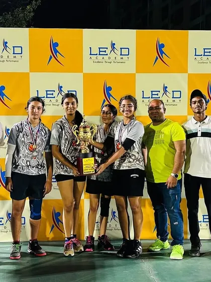 Our U-16 girls team posing with their runners-up trophy at the CNS tournament. This achievement is a stepping stone to future championships.