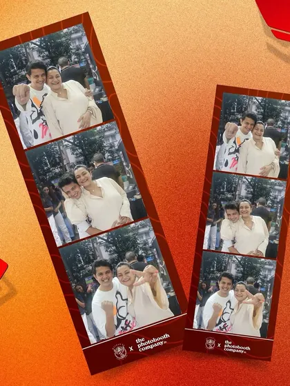 The photo strip version of the fun moment with Dripface Coffee's founder at Malhar fest. The retro format is always a crowd-pleaser.