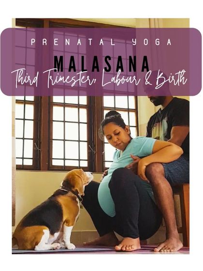 This image of a supported Malasana with a partner and even the family dog shows the loving, comfortable environment we create. It's a team effort.
