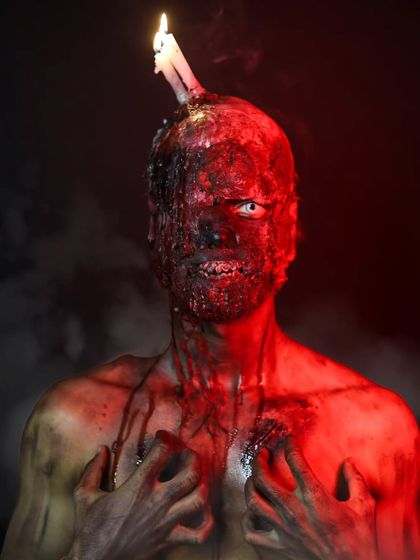 The full horror look, complete with body makeup, demonstrating our students' ability to create a complete character.