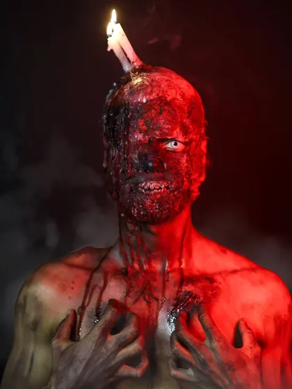 The full horror look, complete with body makeup, demonstrating our students' ability to create a complete character.