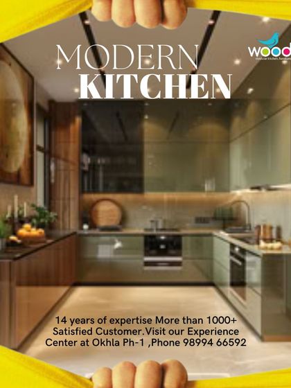 This concept shows a modern kitchen in an earthy green tone. The use of glass and open shelving keeps the design from feeling too heavy.