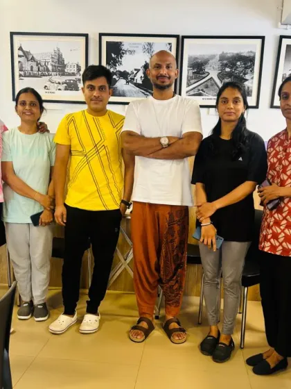 A photo with some of our dedicated students. The Happy Yoga Community is more than a studio; it's a family.