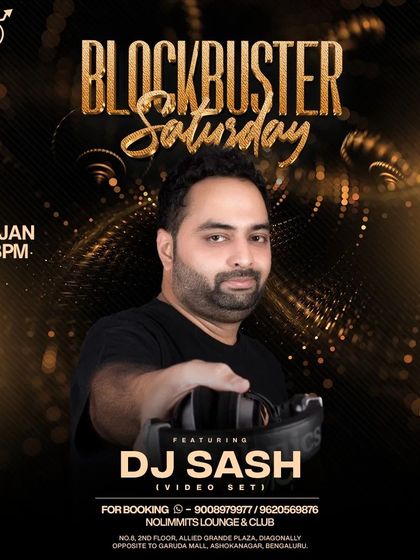 This poster for a Blockbuster Saturday shows my typical setup. I'm not just behind the decks; I'm an entertainer, ready to engage with the crowd.