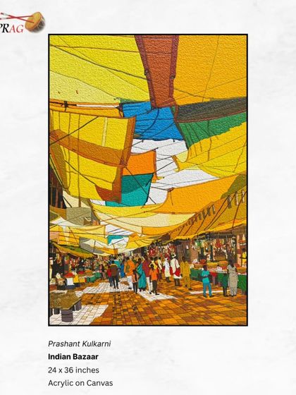 A repeat of 'Indian Bazaar' by Prashant Kulkarni, a key piece in our cityscape collection.