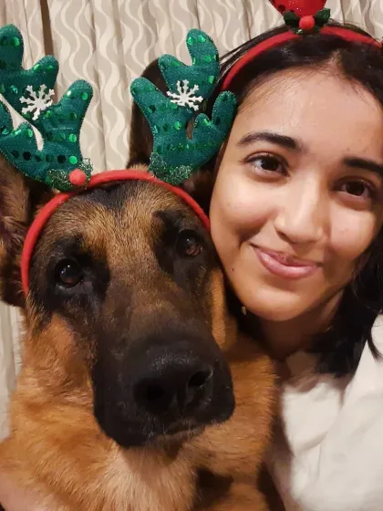Getting into the festive spirit with Theo. He's always a good sport, even when I make him wear silly reindeer antlers for our Christmas photos.
