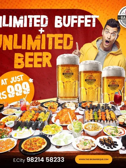 Cheers to endless beer and a delectable buffet. This offer at our E-City location gives you unlimited of both for just ₹999.