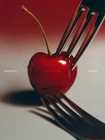 We believe in dramatic flavor and design. This conceptual shot, created for a collaboration with Valentino, captures our philosophy: every element, down to a single cherry, is an opportunity for beauty and storytelling.
