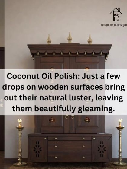You can restore the natural luster of wooden mandirs or furniture in your pooja room with just a few drops of coconut oil. It acts as a natural polish, leaving the wood beautifully gleaming and nourished.