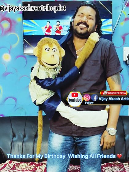 A happy moment with my puppet Chintu. The bond we share on screen is genuine, and that's what connects with the audience.