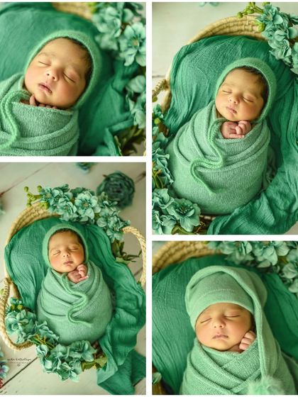 This storyboard highlights different angles and poses from a single floral-themed setup, creating a complete and beautiful narrative.