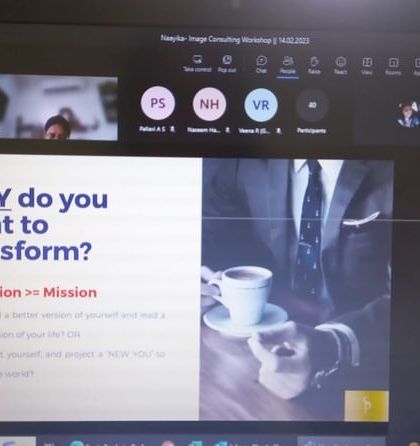 A screenshot from a virtual webinar on 'Managing Your Image' for over 200 women from the Conneqt group. Online platforms have allowed me to expand my reach and empower professionals across India.