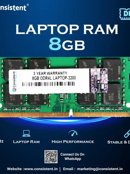 This 8GB DDR4 laptop RAM module runs at a speedy 3200MHz, providing a noticeable improvement in performance. It's a stable and durable upgrade that ensures faster load times and smoother multitasking on the go.