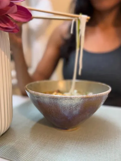 Another shot of our Rutile bowl, showing how the glaze changes in the light. We're so excited about this new addition to our glaze family.