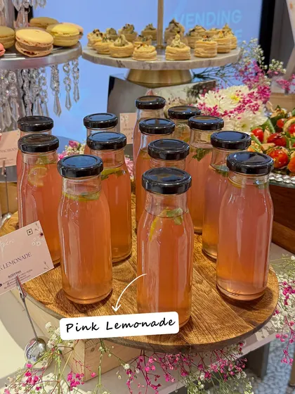 To complement the pink theme of the Bioderma event, we served refreshing Pink Lemonade in these cute glass bottles. It's all about the little details.