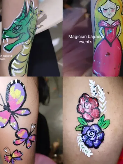 A collection of some popular designs, including a fierce dragon, a pretty princess, colorful butterflies, and elegant flowers.