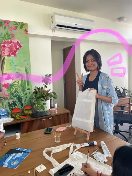 Tote bag painting is one of my favorite workshops! You get to design and paint your own bag, creating a piece of wearable art that's 100% you.