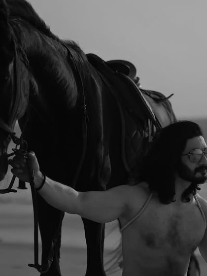 An extensive editorial series of a male model with a horse on the beach. I used a mix of color and black and white, along with varied poses, to create a powerful narrative of untamed strength and freedom.