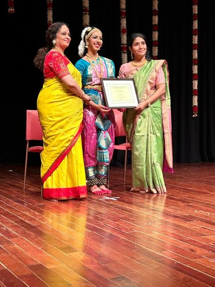 A proud moment for me, presenting Esha with her certificate after a successful Arangetram.
