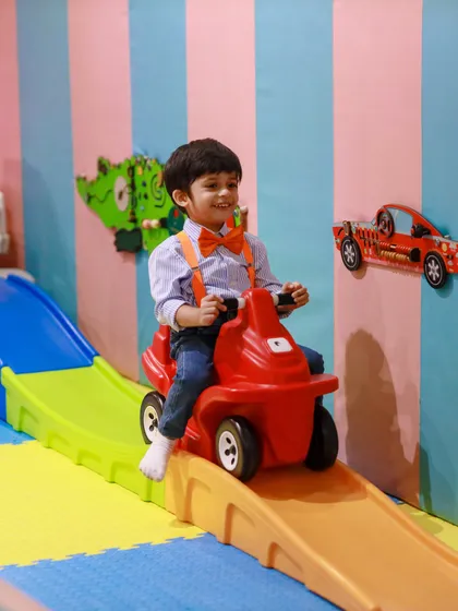 All aboard the favorite ride in the house. This mini roller-coaster provides just the right amount of thrill for our young adventurers.