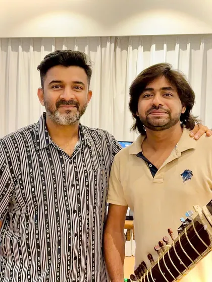 With Sachin from the amazing music-director duo Sachin-Jigar. I recorded Zitar for their song in the movie 'Zara Hatke Zara Bachke'.