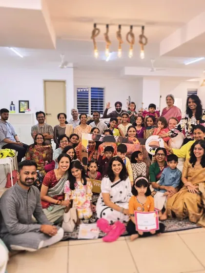 Our parivar is growing, and our hearts are full! This is what our community looks like: full of happy children, proud parents, and dedicated musicians, all celebrating the joy of Indian art music together. Once you join us, you are always a Shrota.