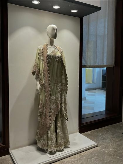 A mannequin styled in a soft, ethereal Anarkali. I love discovering understated yet elegant pieces like this during my store visits, perfect for a sophisticated daytime event.