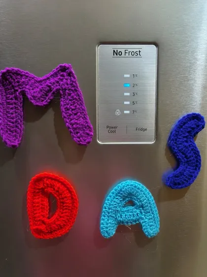 My colorful alphabet fridge magnets, perfect for spelling out names or leaving fun messages on the fridge.