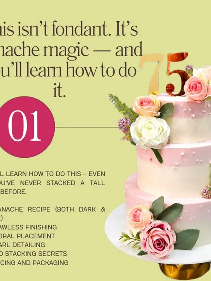 This isn't fondant. It's ganache magic, and you'll learn exactly how to do it. Even if you've never stacked a tall cake before, this class will give you the confidence and skills you need.