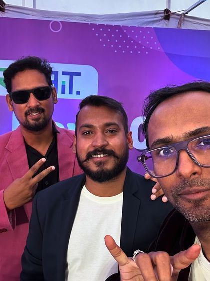 A post-gig selfie with the band after the Rebit Family Day performance.