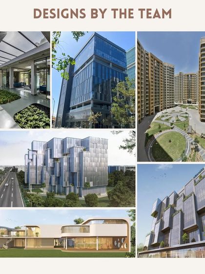 A collage of projects designed by Mita Patel, showcasing her work on commercial buildings, residential complexes, and private homes. Her portfolio demonstrates a proven ability to deliver quality outcomes on complex projects.
