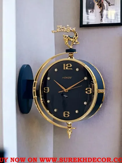 A variation of our classic station clock, this piece features a deep blue mount with a black clock face. The combination of colors adds a unique and modern twist to a timeless design, perfect for a distinguished interior.