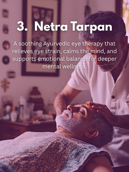 Netra Tarpan, a soothing eye therapy, not only relieves eye strain but also calms the mind and supports emotional balance. It's a subtle yet powerful tool for deeper mental wellness.