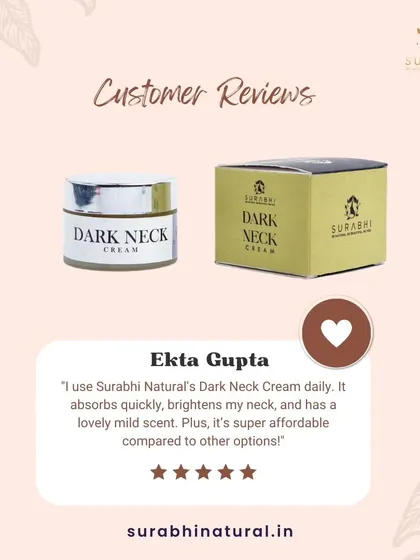 Ekta Gupta shared her experience with our Dark Neck Cream, noting how quickly it absorbs and its lovely mild scent. We strive to make our products both effective and affordable.