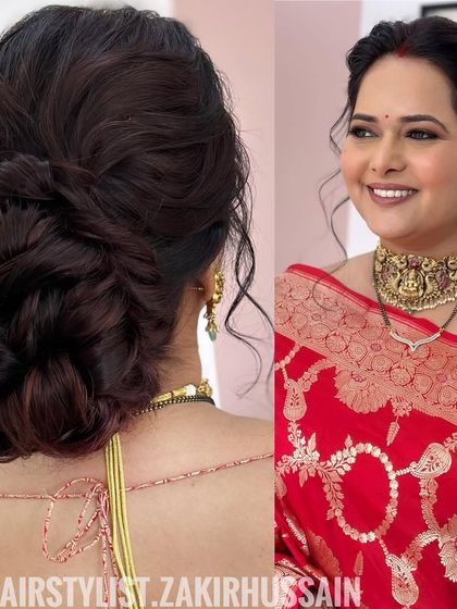 A beautiful textured updo on a client for a special occasion. The interwoven braids and soft bun create a look that is both elegant and modern.