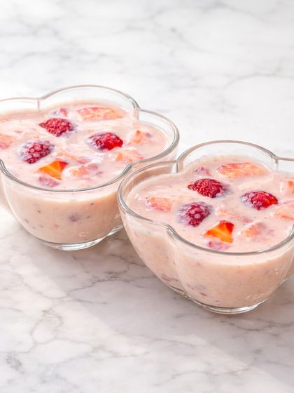 When strawberry season arrives, we get inspired. This is our Strawberry Basundi, a creative twist on a classic Indian dessert, blending traditional flavors with fresh fruit.