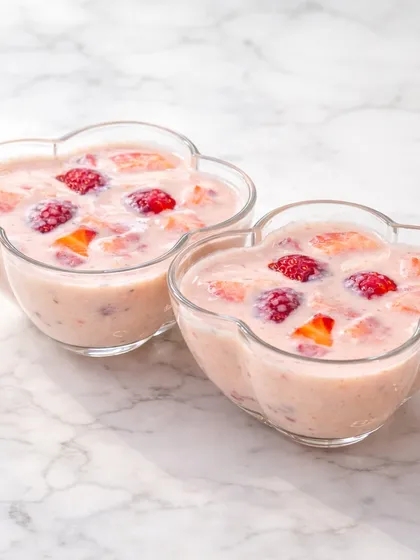 When strawberry season arrives, we love to experiment. This is our Strawberry Basundi, a creamy, fruity twist on a traditional Gujarati and Maharashtrian dessert.