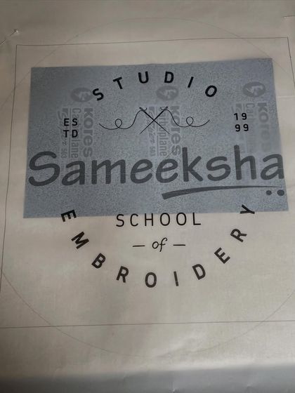 I finally decided to hand-embroider my own logo. It felt right, as we teach more than 25 types of hand embroidery here at the Sameeksha School of Embroidery.