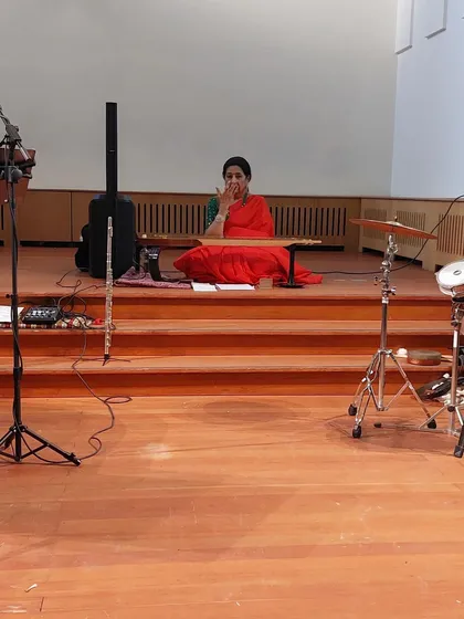 A moment of quiet focus during my performance in the church in Amsterdam. The serene environment was perfect for a meditative piece.