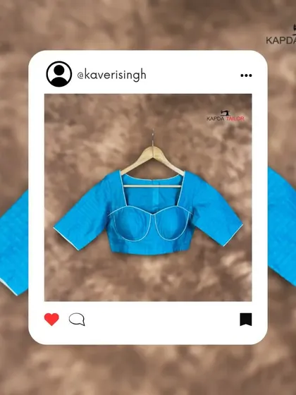 Get this design now! A graphic featuring a modern blue blouse with a unique bustier-style design, perfect for a contemporary look.