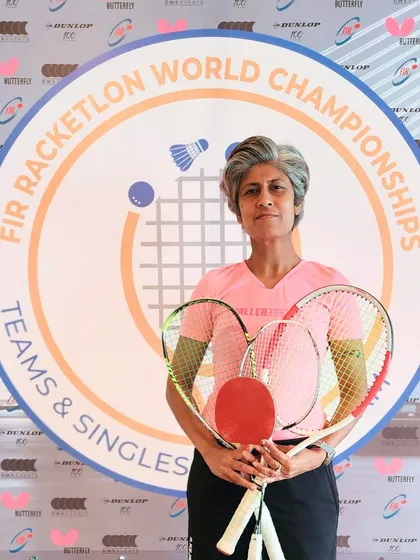 Shivani Kejriwal, ready for the Racketlon World Championships. This unique event combines four racquet sports, and we were proud to support her journey in squash.